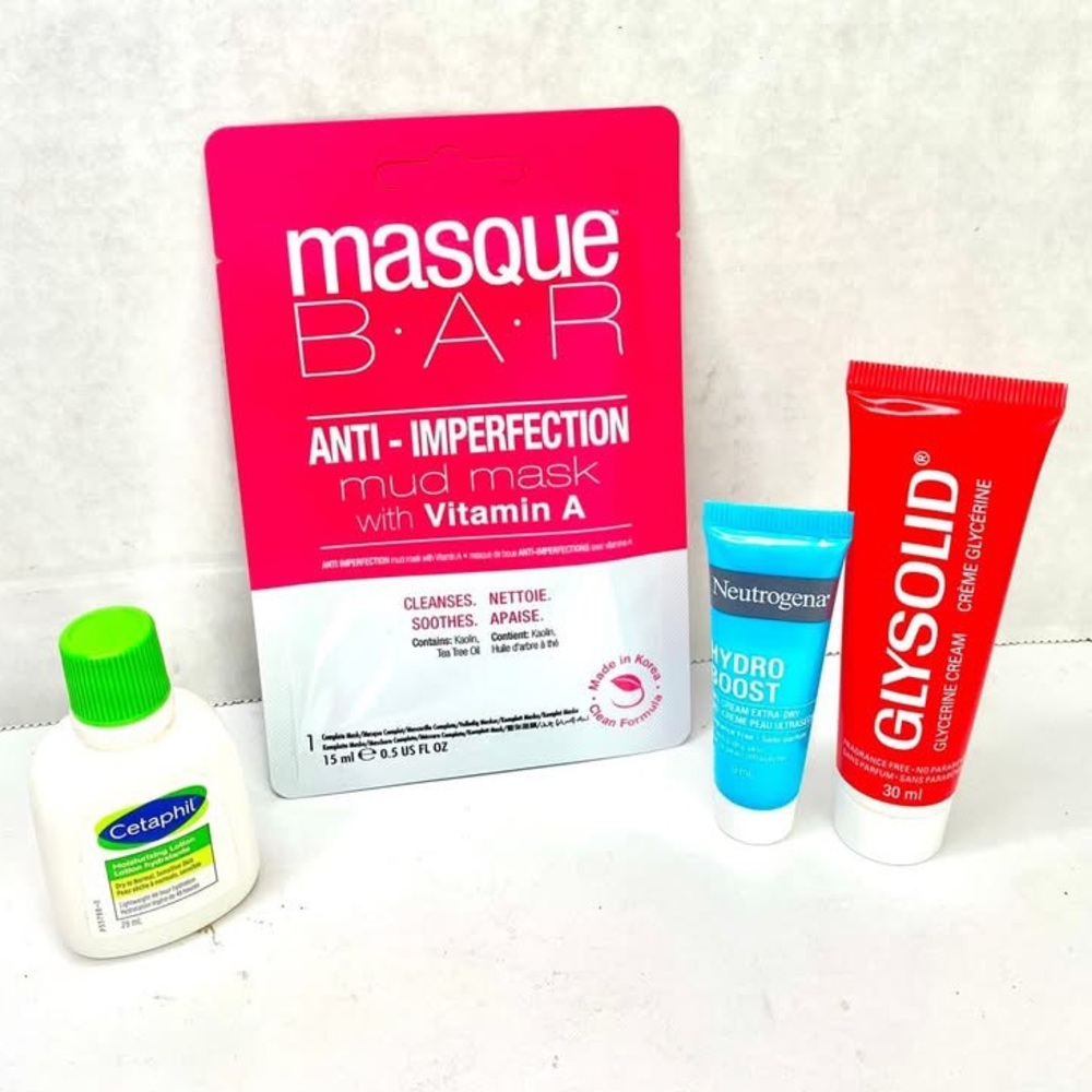 NEW 4 Piece Travel Size Skin Moisturizing Bundle Gift Set Mud Mask Neutrogena